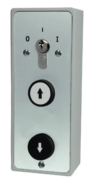 WTS - Standard - Schlüsselschalter mit 1 Rast-Kontakt : Schlüssel : AUS/EIN  Drucktasten: AUF - AB  , AP ,Wassergeschützt - Schutzart IP 54