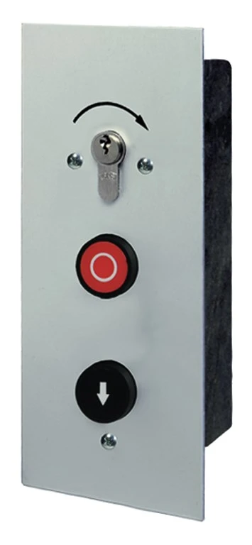 WTS - Standard - Schlüsseltaster mit 1 Tast-Kontakt mit Schlüssel : AUF Drucktasten: STOP - AB , UP ,Wassergeschützt - Schutzart IP 54