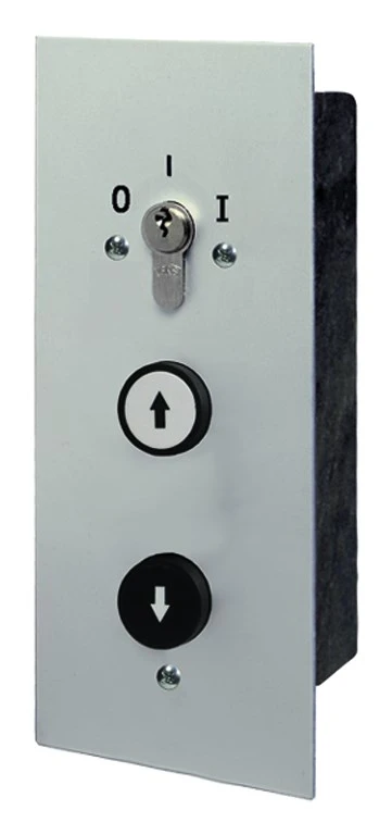 WTS - Standard - Schlüsselschalter mit 1 Rast-Kontakt : Schlüssel : AUS/EIN  Drucktasten: AUF - AB  , UP ,Wassergeschützt - Schutzart IP 54