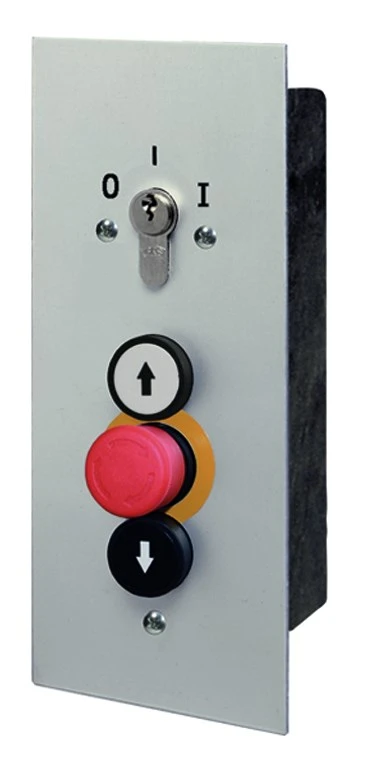 WTS - Standard - Schlüsselschalter mit 1 Rast-Kontakt Schlüssel : Ein/Aus Drucktasten: AUF/NOT-HALT/AB, UP Wassergeschützt - Schutzart IP 54