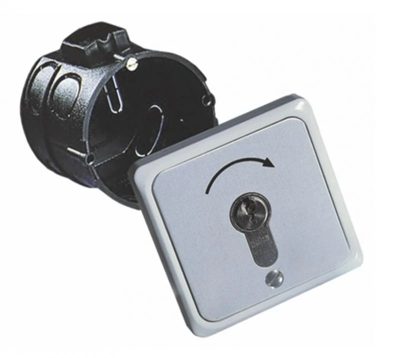 WTS - Einbau/Krallen - Schlüsseltaster mit 2 Tast-Kontakten, 2-polig Wechsler AB/AUF, UP ,Wassergeschützt - Schutzart IP 54
