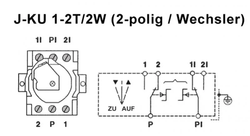 WTS - Einbau/Fronttafel - Schlüsseltaster mit 2 Tast-Kontakt, 2-polig Wechsler AB/AUF für den Fronttafeleinbau
