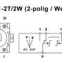 WTS - Einbau/Fronttafel - Schlüsseltaster mit 2 Tast-Kontakt, 2-polig Wechsler AB/AUF für den Fronttafeleinbau