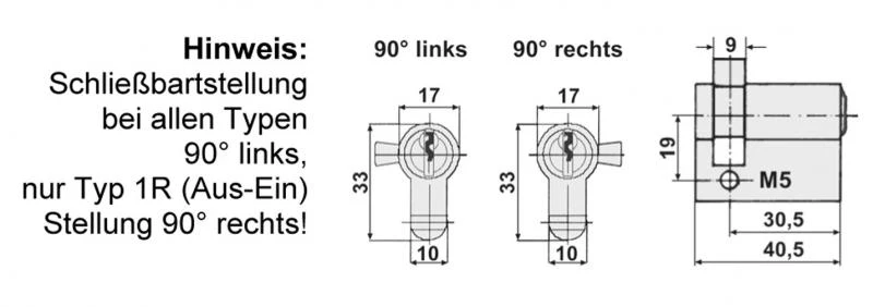 WTS - Einbau/Fronttafel - Schlüsselschalter mit 2 Rast-Kontakten, 2-polig AB/AUF für den Fronttafeleinbau