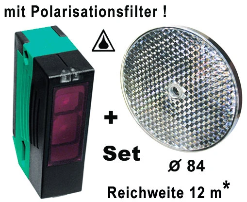 WTS - LS-4 Reflexions-Lichtschranke (24-230V AC/DC), Sender/Empfänger + Reflektor, Reichweite 12 m