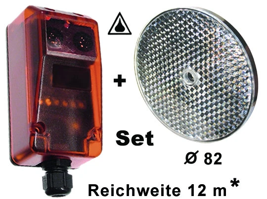 WTS - LS-5 Reflexions-Lichtschranke (10-40V DC o. 24V AC), Sender/Empfänger + Reflektor, Reichweite 12 m