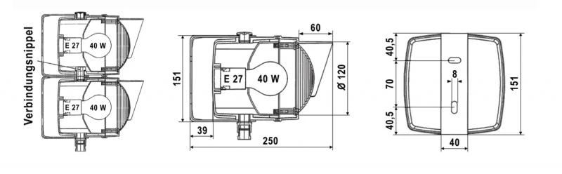 WTS -Einzel-Ampel-Set GRÜN mit Montagebügel und Glühlampe 40W Kunststoffgehäuse, wassergeschützt - Schutzart IP 65