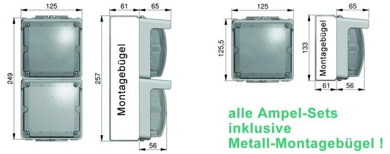 WTS - LED-Doppel-Ampel-Set ROT/GRÜN mit LED-Platine und Montagebügel