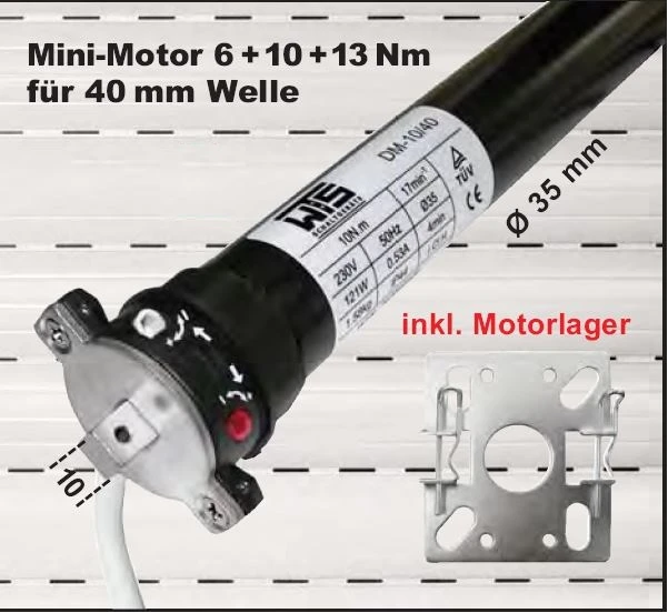 WTS - Mini-Rohrmotoren Serie DM,Durchmesser 35 mm,