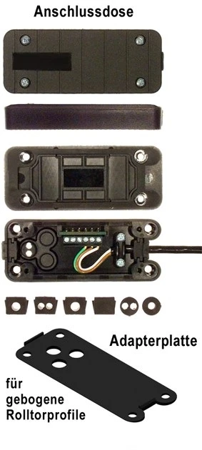Rolltor-Anschlussdose AD-2 Set (große Bauform) für Opto-Sensoren ohne Spiralkabel