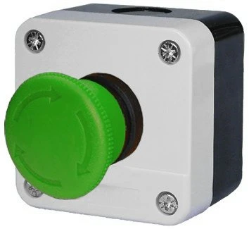 WTS - Einfach-Pilz-Drucktaster (grüner Pilz, tastend) IMPULS 1 Schließer Wassergeschützt - Schutzart IP 65
