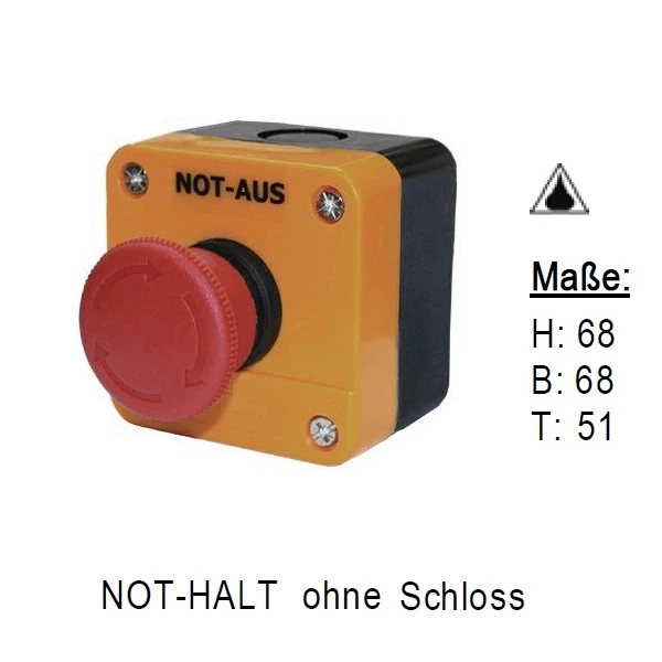 WTS - Einfach-NOT-HALT-Drucktaster (roter Pilz, rastend) Wassergeschützt - Schutzart IP 65