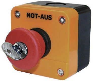 WTS - Einfach-NOT-HALT-Drucktaster (roter Pilz abschließbar)Wassergeschützt - Schutzart IP 65