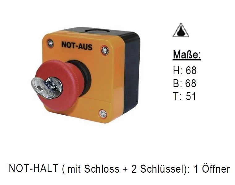 WTS - Einfach-NOT-HALT-Drucktaster (roter Pilz abschließbar)Wassergeschützt - Schutzart IP 65