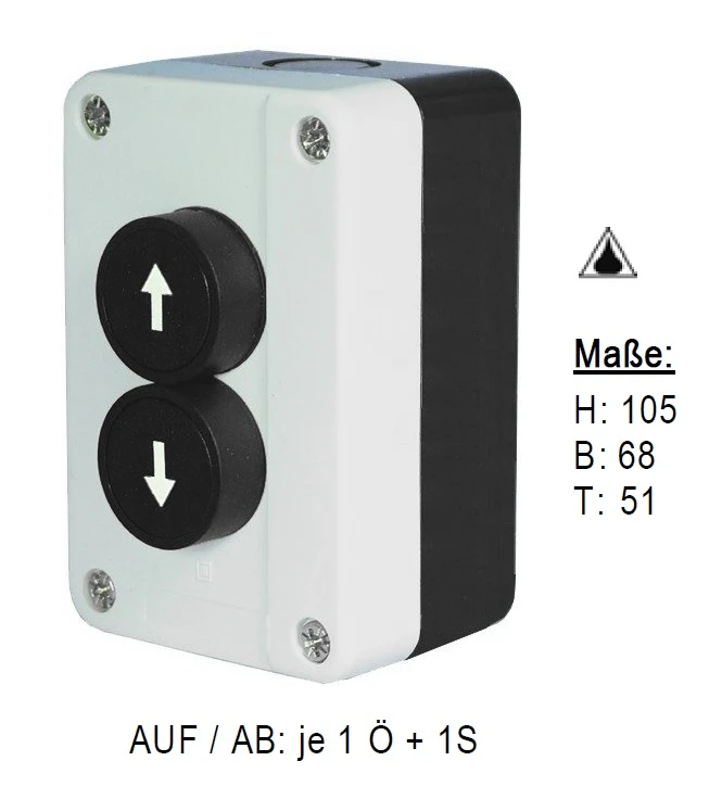WTS - Zweifach-Drucktaster AUF / AB Wassergeschützt - Schutzart IP 65