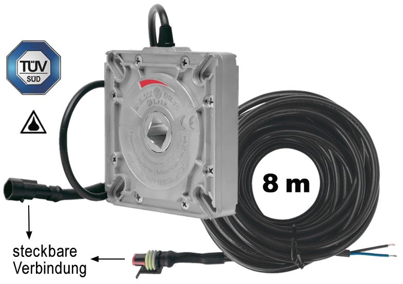 WTS - Abrollsicherungen Mr. Block für Rohrmotoren – mit Sicherheitsschalter und 8 m Kabel