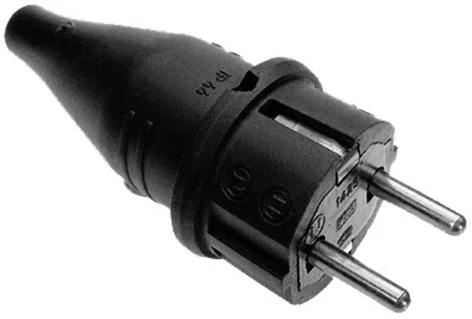 WTS -Vollgummi-Stecker mit Kabel-Knickschutz IP 44, Schwarz