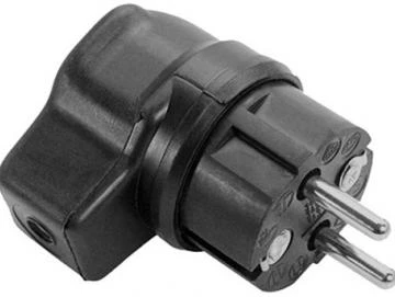 WTS -Vollgummi-Winkelstecker mit Kabel-Knickschutz IP 44, Schwarz