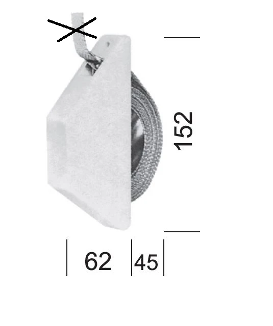 Mini-Halb-Einlassgurtwickler weiß, 5 m Gurtaufnahme, ohne Gurt, 28 mm breit