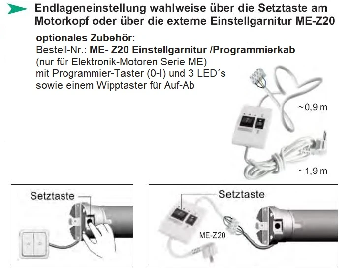 WTS - Mini-Rohrmotor Serie ME : mit elektronischer Endabschaltung