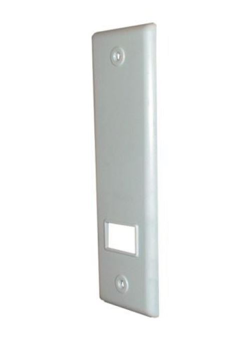 Kunststoff-Abdeckplatte weiß, Lochabstand 165 mm ,abgerundete Kanten für Einlass-Gurtwickler