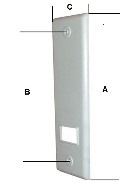 Kunststoff-Abdeckplatte weiß, Lochabstand 165 mm ,abgerundete Kanten für Einlass-Gurtwickler