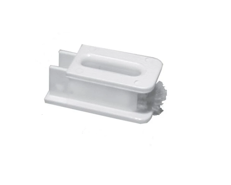 Mini-Gurtführung mit Bürste, zum Einfräsen in Aufsatzelemente, weiß, für 9 mm Blendenstärke, 13x27 mm