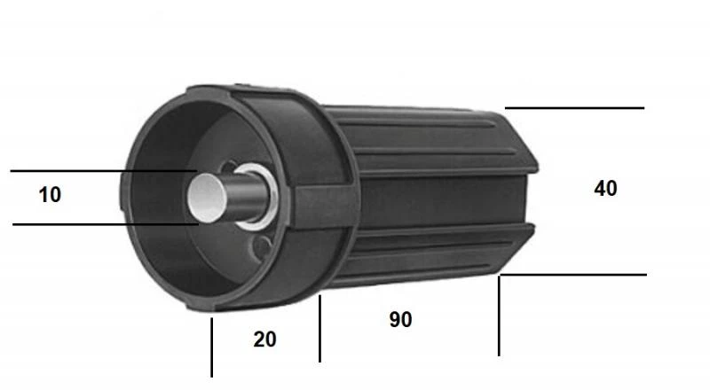Mini-Walzenkapsel  8 Kant SW 40 110 mm lang, mit Innenzapfen zur Aufnahme von Mini-Arretier- und Gurtscheiben