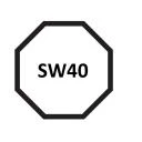 Mini-Walzenkapsel SW 40 8 Kant 110 mm lang, mit Außenzapfen 10 mm