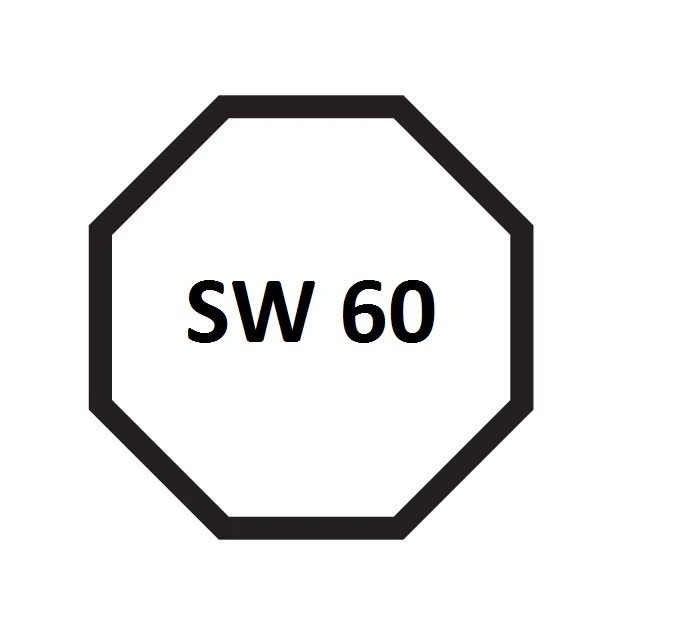 Kunststoffwalzenkapsel SW 60 8-Kant kurze Ausführung, mit Stahlzapfen 12 mm
