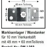 WTS - Markisenlager - Wandanker DM-L050 für Rohrmotoren  Ø 45 mm Serie DM - DMF - ME