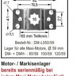 WTS - Motor-/Markisenlager für 16mm 4kant, mit 60 mm Teilkreis DM-L050/59