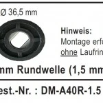 WTS - Adapterset DM-A40R-1.5 - 40 mm Rundwelle 1,5 mm für Mini-Rohrmotoren  Ø 35 mm, Serie DM - DMF - ME