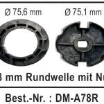 WTS - Adapterset DM-A78R : 78 mm Rundwelle mit Nut für alle Rohrmotoren  Ø 45 mm Serie
