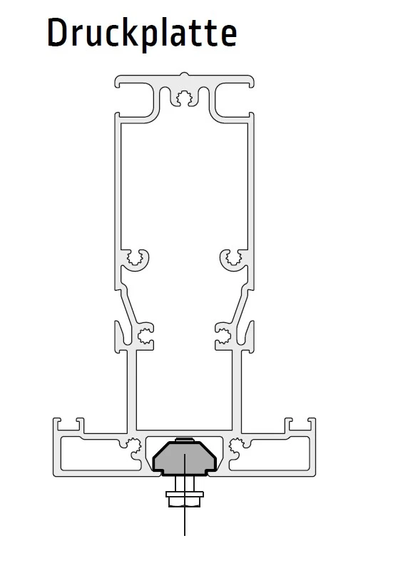Druckplatte ohne. Schienenhalter für Morano - für Lewens Portofino Unterglasmarkise