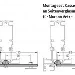 Montageset Kassette an Seitenverglasung Murano - für Lewens Portofino Unterglasmarkise