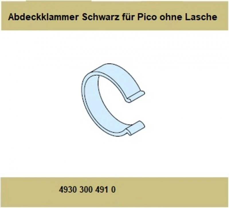 Abdeckklammer Schwarz für Rohrmotore Becker Baureihe P(Pico)  P5 - P13  ohne Anschlusslasche