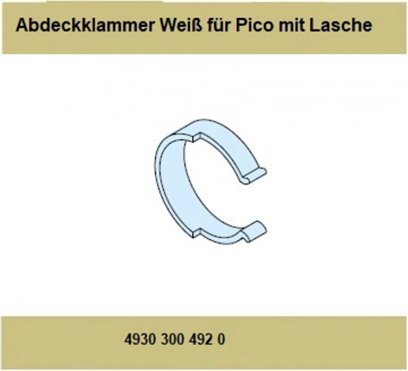 Abdeckklammer Weiss für Rohrmotore Becker Baureihe P(Pico)  P5 - P13  mit Anschlusslasche