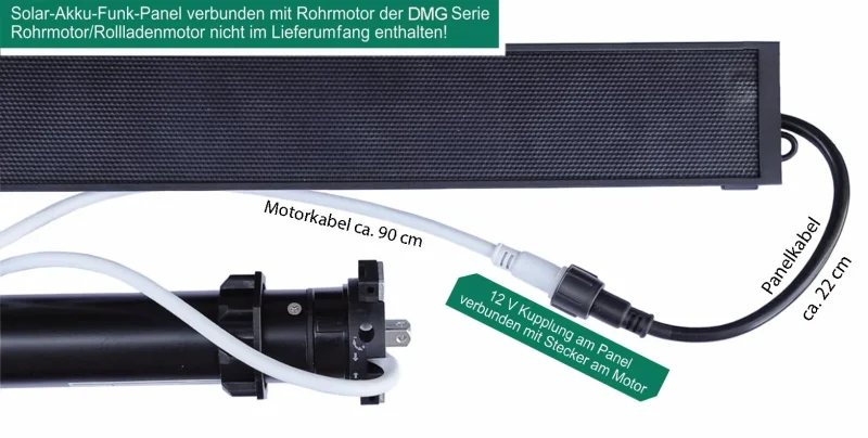WTS -Solar-Akku-Funk-Panel - Set 12V/DC zur Versorgung der Gleichstrom-Rohrmotoren Serie DMG