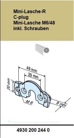 Mini-Lasche-P C-Plug M6/48 ink Schrauben für Becker Rohrantriebe P5/16-P13/9 