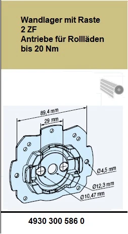 Wandlager mit Raste 2 ZF - für Becker Rohrantriebe P5 – P13 und R7 – R20 bis 20Nm