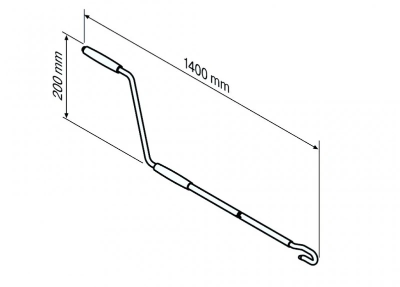 Markisenkurbel Lang  L=1400mm mit Kurbelhaken für Rohrantriebe mit Handkurbelanschluss