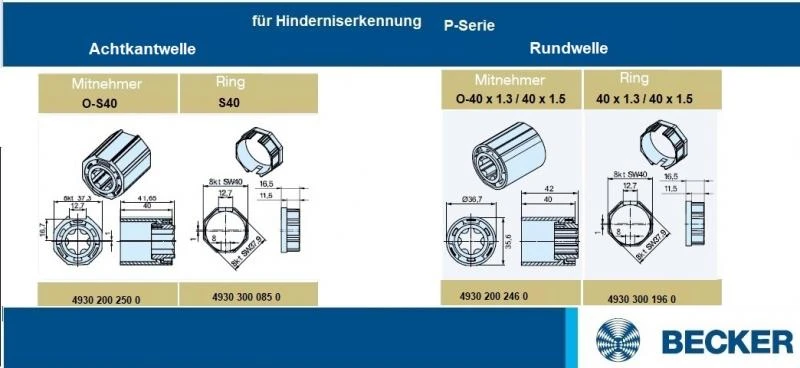 Becker - Sonnenschutzantriebe - ZIP - P5-E18 bis P9-E18 Serie P-E18