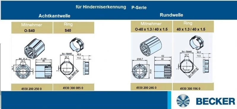Becker - Rollladenantriebe mit  Funk P5-C01 bis P9-C01, Serie P, Typ C01