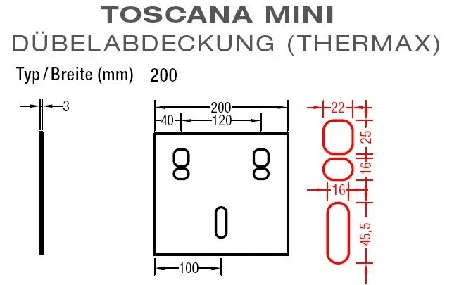 Dübelabdeckung-Thermax für Lewens  Toscana Mini  Markise für Wand und Deckenkonsolen
