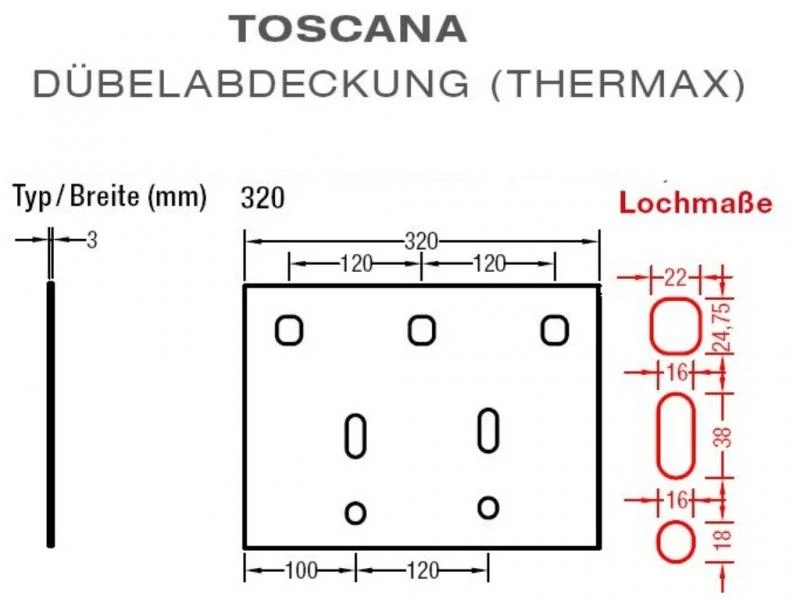 Dübelabdeckung-Thermax für Lewens  Toscana Markise für Wand und Deckenkonsolen