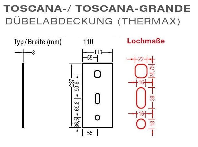 Dübelabdeckung-Thermax für Lewens Toscana Grande Markise