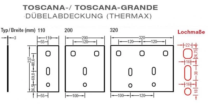 Dübelabdeckung-Thermax für Lewens Toscana Grande Markise