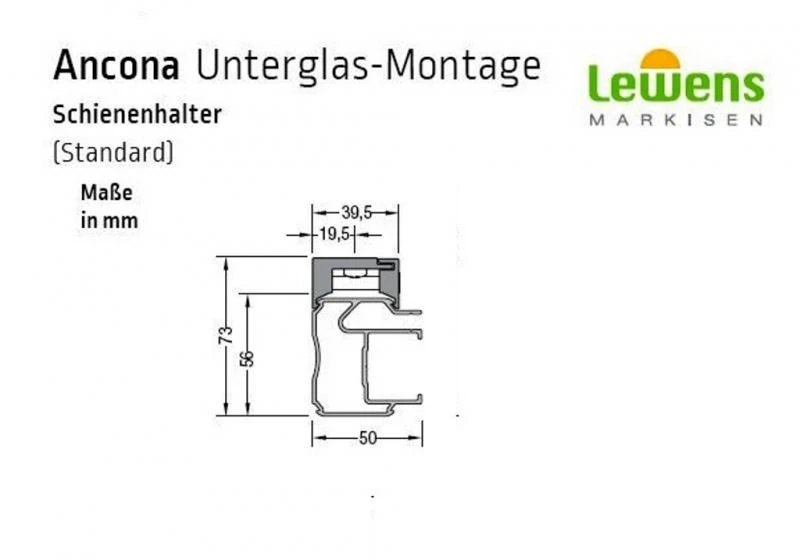 Druckplatte für Vetro-Montage incl. Schienenhalter für Lewens Anconan Unterglasmarkise