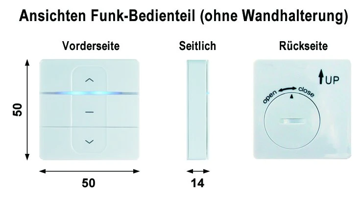 WTS - Funk-Wand Sender Serie DMF-WS1  1 Kanal Funkfrequenz: 433,92 MHz für Funk-Rohrmotoren Serie DMF